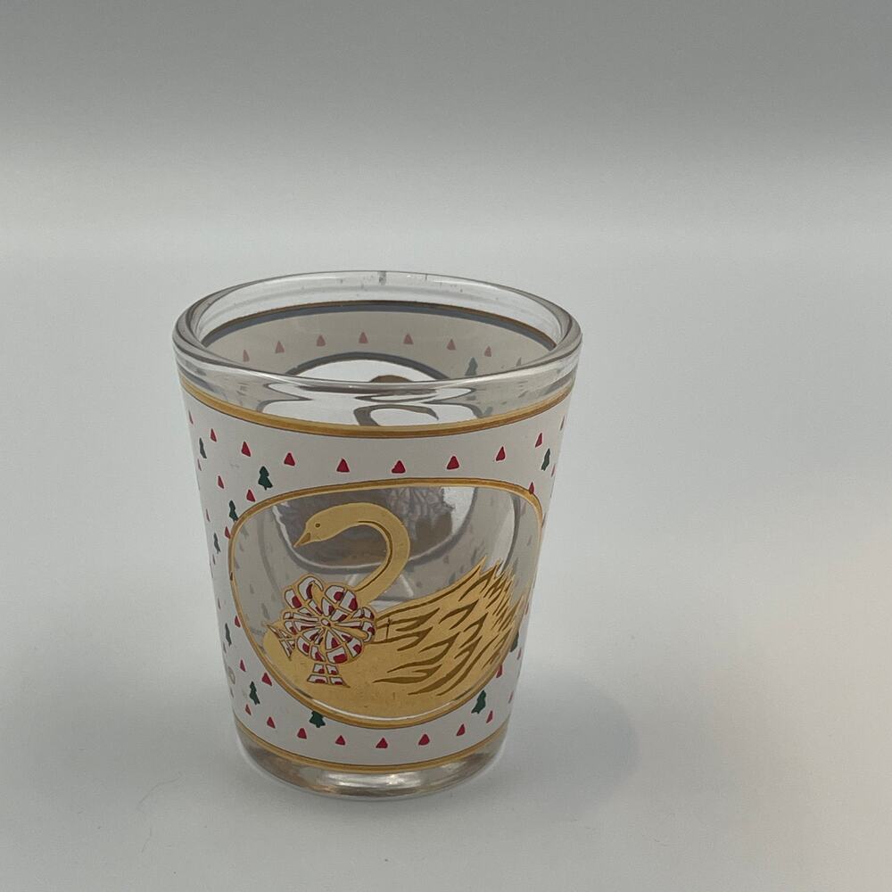 Christmas Goose Swan Whisky Jigger 22K Gold Shot Glass  Made in USA